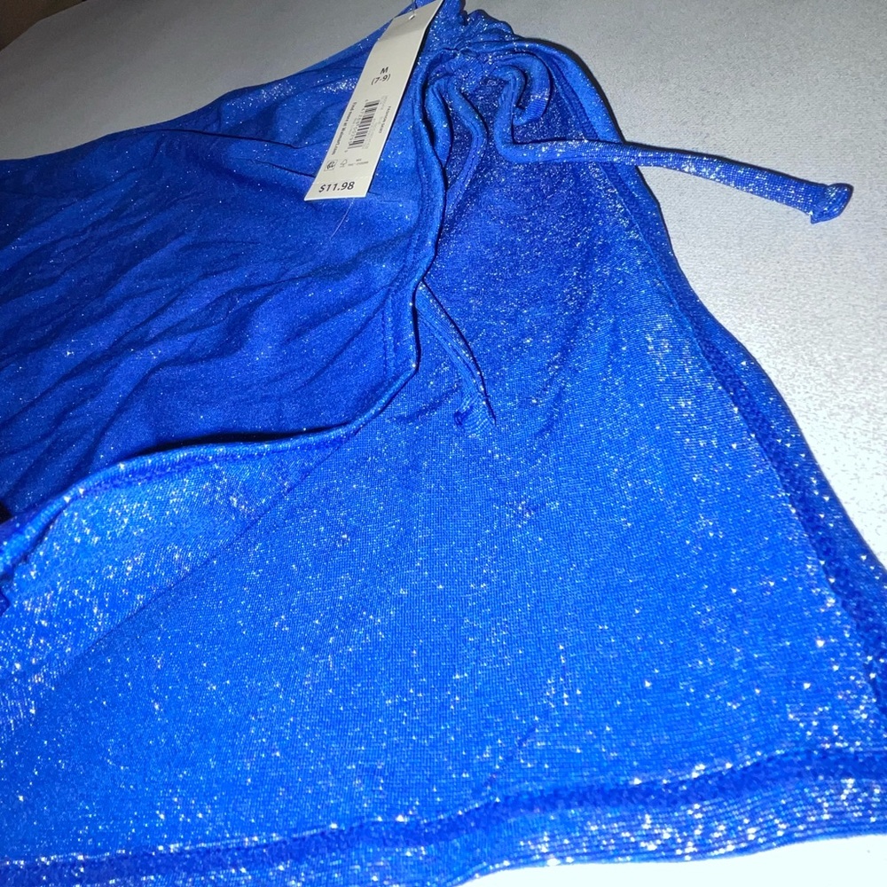 BNWT No Boundaries Juniors Blue Mini Wrap Coverup Skirt Tie Front Multiple Sizes - Picture 4 of 8